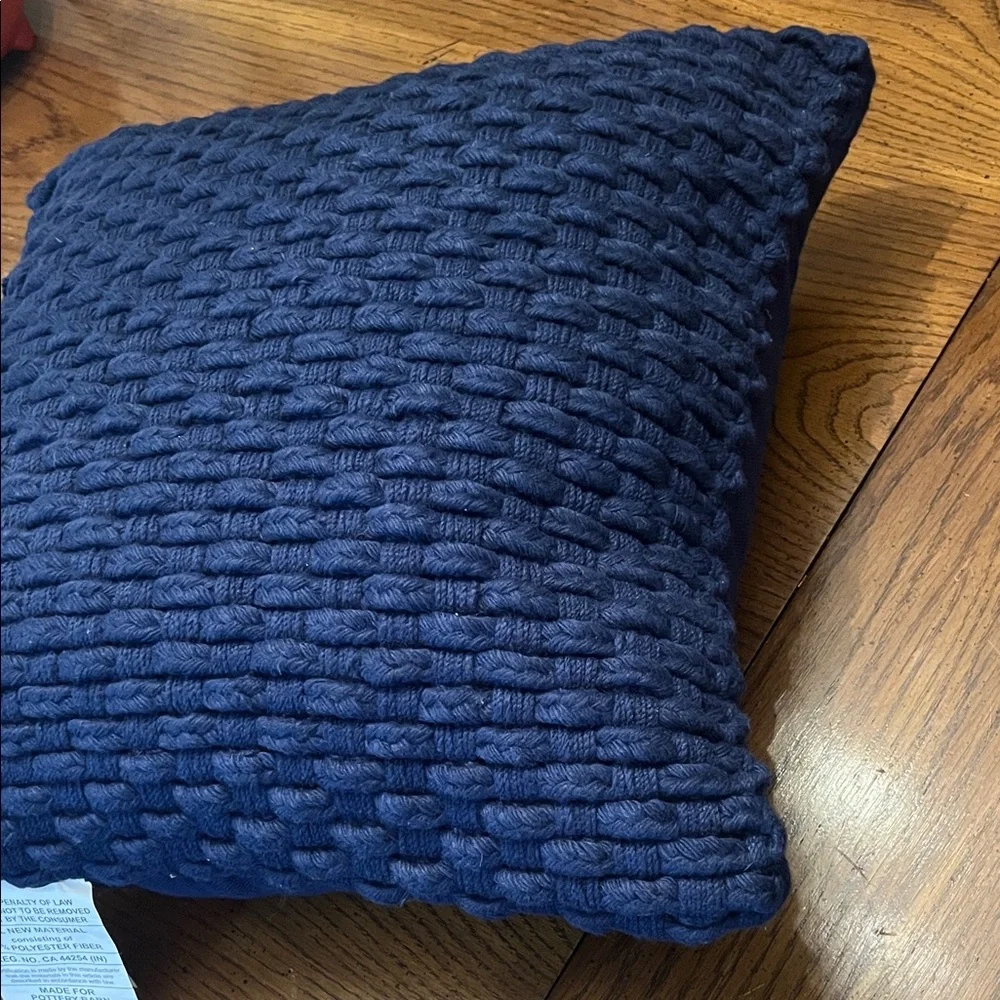 Pottery Barn Navy Blue Chunky Knit Accent Pillow